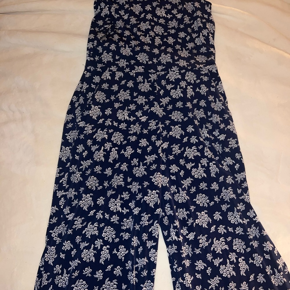 Michael Kors Navy and White Floral Jumpsuit